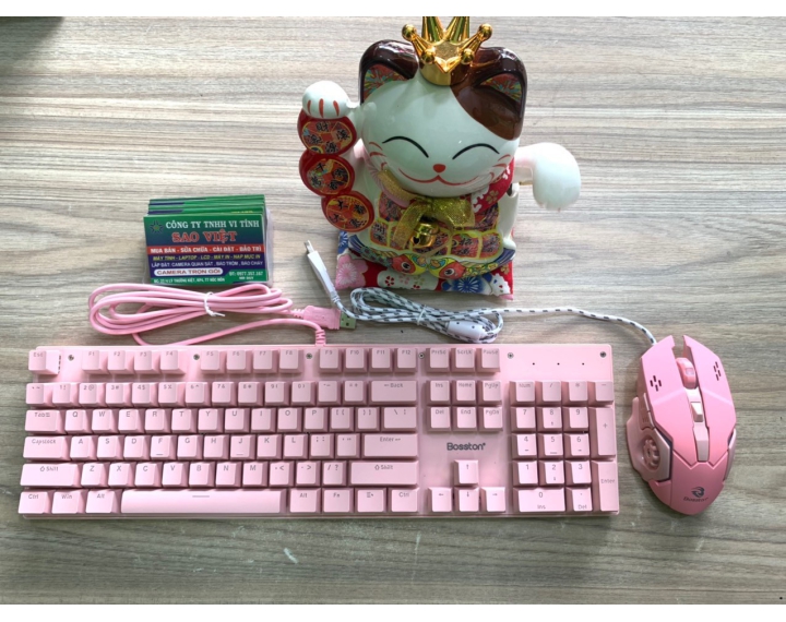 Bộ Phím Chuột Cơ Bosston EK9350 Màu Hồng 